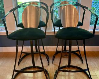 (4) Contemporary Industrial Steel Bar Stools