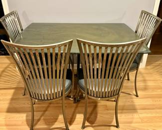 Dining Table with 4 Brushed Chrome Chairs