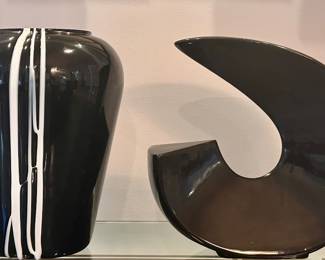 Art Glass Vase (left) & Modern Ikebana Vase (Japan)