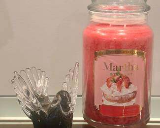 Art Glass Bird & New Martha Stewart Candle