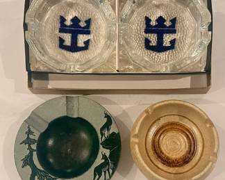 Vintage Royal Caribbean Blenko Ashtrays (top) & Vintage Ashtrays