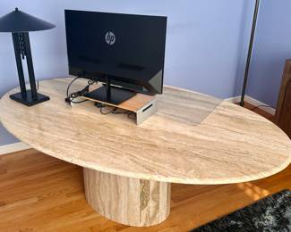 Stone International Italy Polished Travertine Oval Dining Table