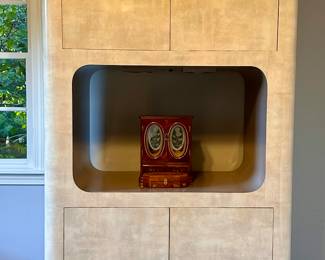 Contemporary Lighted Shelving Unit with Storage