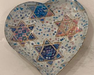 Star of David Pottery Heart Dish