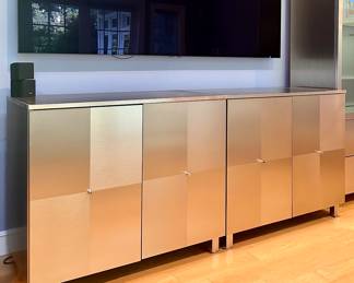 (2) Brushed Gold Storage Cabinets