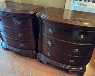 Two oversized night stands have some water marks on the top