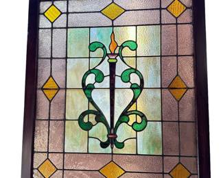 1904 Large Slag Stained Glass Window from Arts & Crafts home in Indiana
