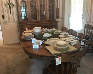Table, chairs, china cabinet