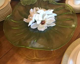 Large blown glass pedestal plate