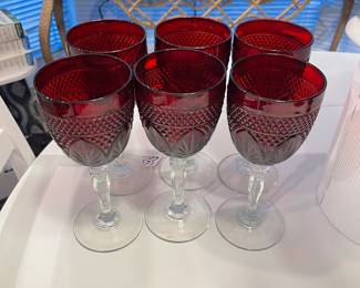 Vintage Cristal D'Arques Ruby Red goblets (12)