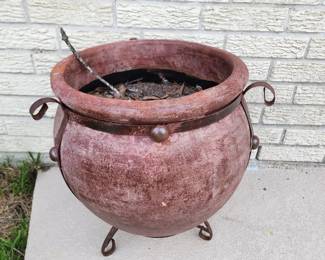 ceramic planter on metal stand