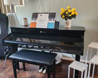 Williams Symphony Grand II Digital Piano with padded bench, owner's manual, and music books