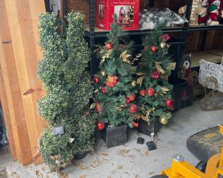 Outdoor topiary and holiday trees