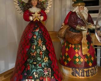 JIM SHORE ANGEL~ CHRISTMAS SPIRIT SHINES BRIGHT"~ MUSIC BOX~ RETIRED AND SANTA~ "HE KNOWS"