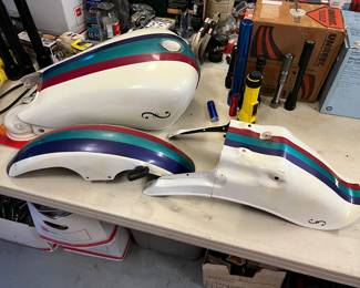 VINTAGE MOTOR CYCLE TANK, FRONT PANEL AND BACK