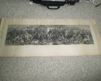 2nd Rarity Engraving "Wellington and Blucher meeting at the Battle of Waterloo" 1875 4 Feet 4 inches by 22 inches