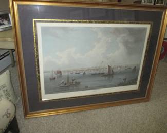 This a Rarity "BOSTON" Lithograph depicts Boston Harbor from oil painting by J.W. Hill lithograph published by Smith Brothers 1857