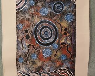 This piece is on canvas, approximately 20" x 24" including the border. Art 12″ x 16″