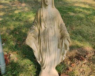 Mary cement statue approx 3' tall