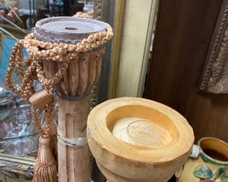 wooden candlesticks, and a piece of pottery sneaking in from the back!!