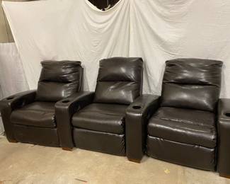 set of three leather theater chairs - 75% off
