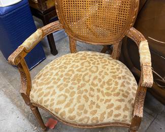 leopard print chair with cained back