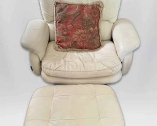 Cream Colored Swivel Recliner With Footrest