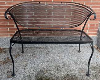 Black Painted Metal Outdoor Bench