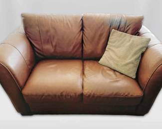 Italsofa Saddle Brown Faux Leather Love Seat