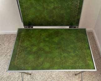 Four Green Vintage TV Trays Storage Rack 