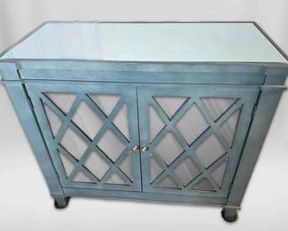Blue Grey Mirrored TV Console 