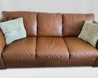 Italsofa Saddle Brown Faux Leather Sofa