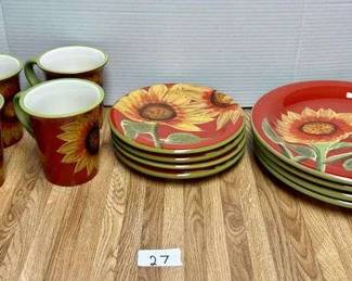 12pc Certified International Sunflower Dishes
