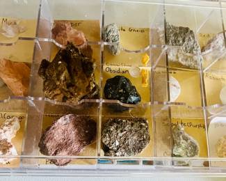 Rock & minerals collection including obsidian