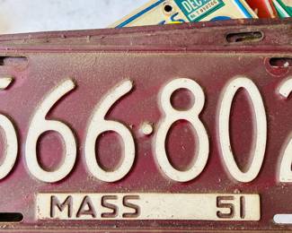Antique and 1951 Vintage license plates from Massachusetts, Connecticut, Colorado and more