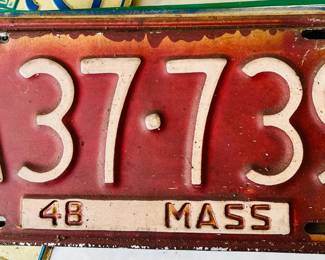 Antique and Vintage license plates from Massachusetts 1948, Connecticut, Colorado and more
