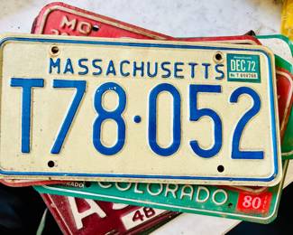 Antique and Vintage 1972 license plates from Massachusetts, Connecticut, Colorado and more