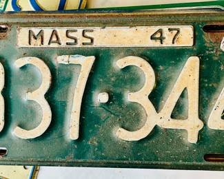 Antique and Vintage license plates from Massachusetts 1947, Connecticut, Colorado and more