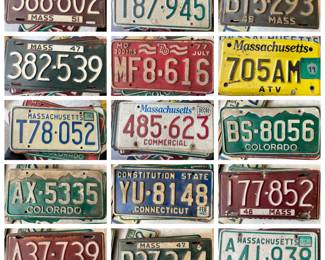 1940's, 1950's & more Vintage license plates from Massachusetts, Connecticut, Colorado and more