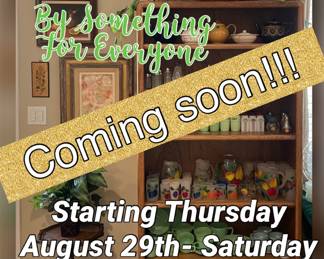 Framed art, so much glassware,