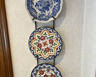 Spode plate (top); Spanish plates (center and bottom).
