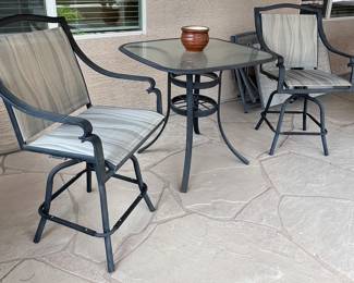 Pub Style Table w 2 Swivel Chairs 
