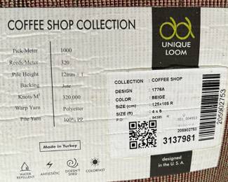 Area Rug 4x6 Coffee Shop Collection