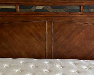 King Bedframe, Dresser w Mirror, 2 Nightstands, Highboy, Table Lamps Red pair. Art