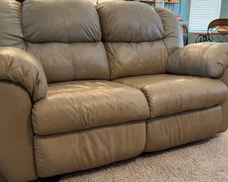 Pleather Sofa, Loveseat and Chair, Coffee Table and Matching End Tables, Table Lamps