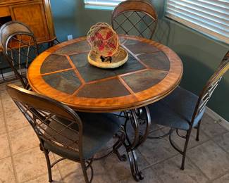 Dining Table w 4 Chairs, Slate Top