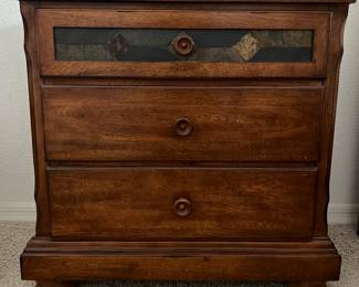 King Bedframe, Dresser w Mirror, 2 Nightstands, Highboy, Table Lamps Red pair. Art