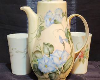 Floral Pitcher And 2 Cups