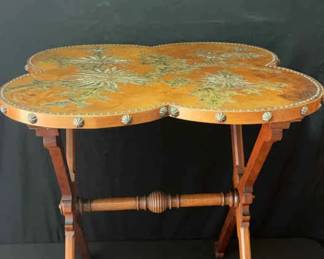 Leather and Bronze Painted Coffee Table 