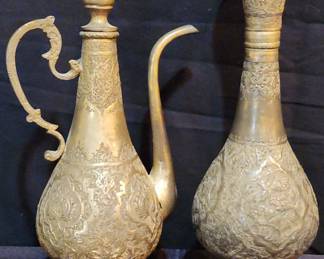 Vintage Engraved Brass Pitcher And More 